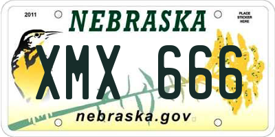 NE license plate XMX666