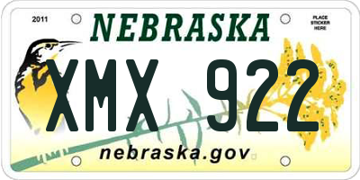 NE license plate XMX922