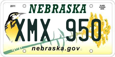 NE license plate XMX950