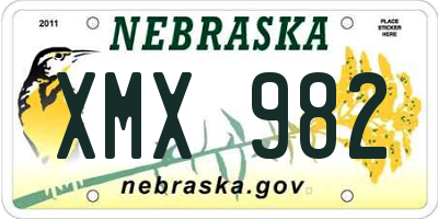 NE license plate XMX982