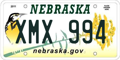 NE license plate XMX994