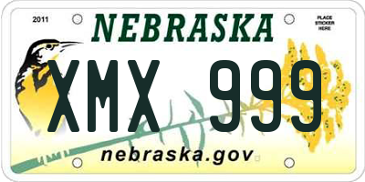 NE license plate XMX999
