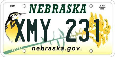 NE license plate XMY231