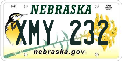 NE license plate XMY232