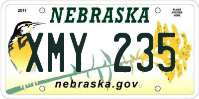 NE license plate XMY235