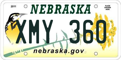 NE license plate XMY360