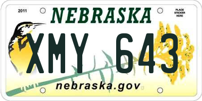 NE license plate XMY643