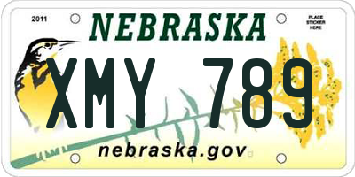 NE license plate XMY789