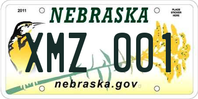 NE license plate XMZ001