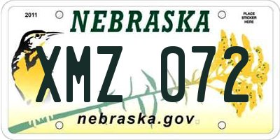 NE license plate XMZ072