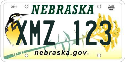 NE license plate XMZ123