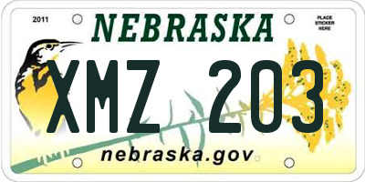 NE license plate XMZ203