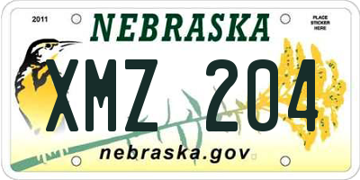NE license plate XMZ204