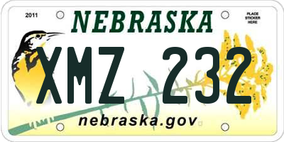 NE license plate XMZ232