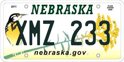 NE license plate XMZ233