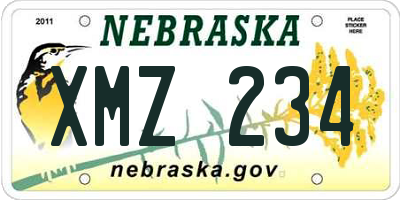 NE license plate XMZ234