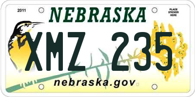 NE license plate XMZ235