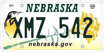NE license plate XMZ542