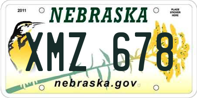 NE license plate XMZ678