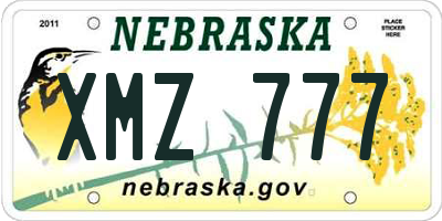 NE license plate XMZ777