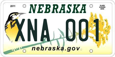 NE license plate XNA001