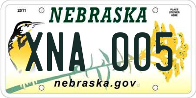 NE license plate XNA005