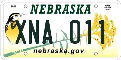 NE license plate XNA011
