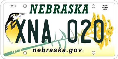 NE license plate XNA020