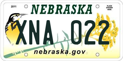 NE license plate XNA022