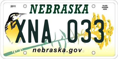 NE license plate XNA033