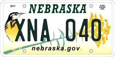 NE license plate XNA040