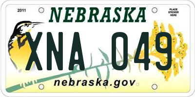 NE license plate XNA049