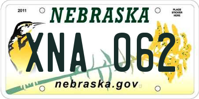 NE license plate XNA062