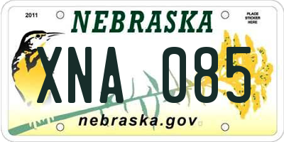 NE license plate XNA085
