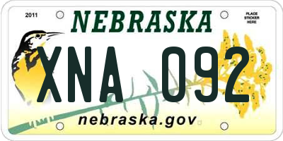 NE license plate XNA092