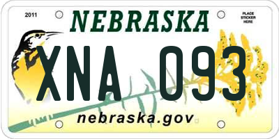 NE license plate XNA093