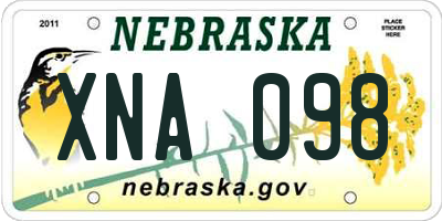 NE license plate XNA098