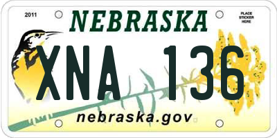 NE license plate XNA136