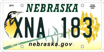 NE license plate XNA183