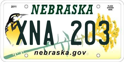 NE license plate XNA203