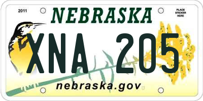 NE license plate XNA205