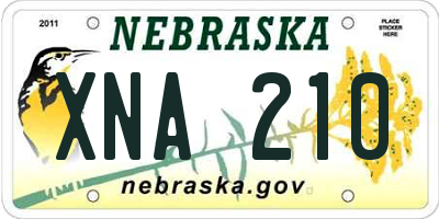 NE license plate XNA210