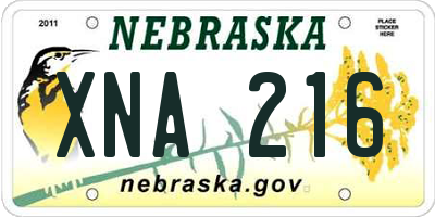 NE license plate XNA216