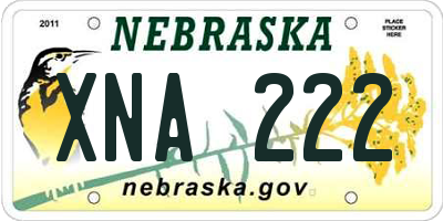 NE license plate XNA222