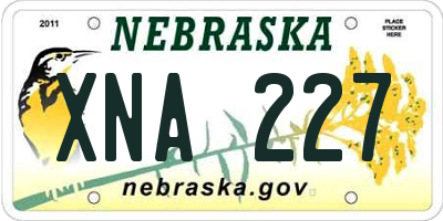 NE license plate XNA227