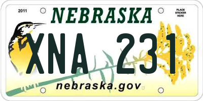 NE license plate XNA231