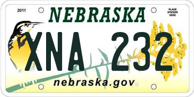 NE license plate XNA232