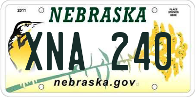 NE license plate XNA240