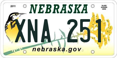 NE license plate XNA251