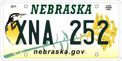 NE license plate XNA252